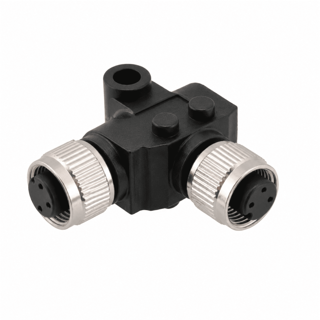 M12 Signal Type L-Type Female to Female Plastic Adapter