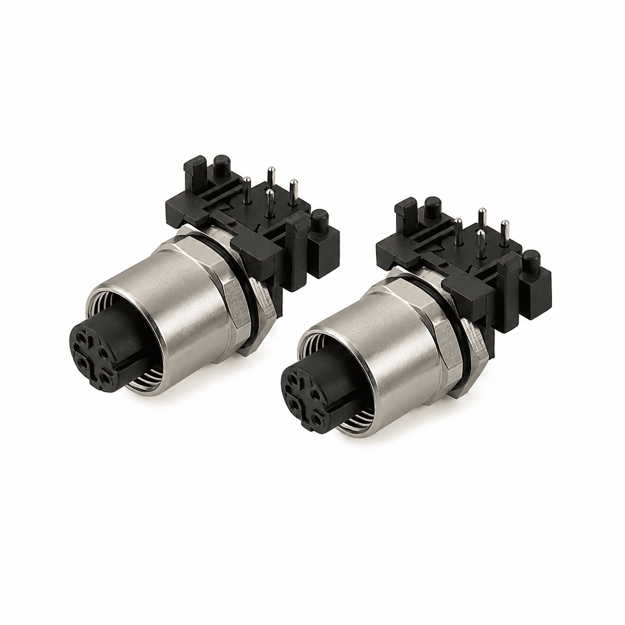 M12 Signal Type Angled Female Back Mount Socket – PCB M12×1