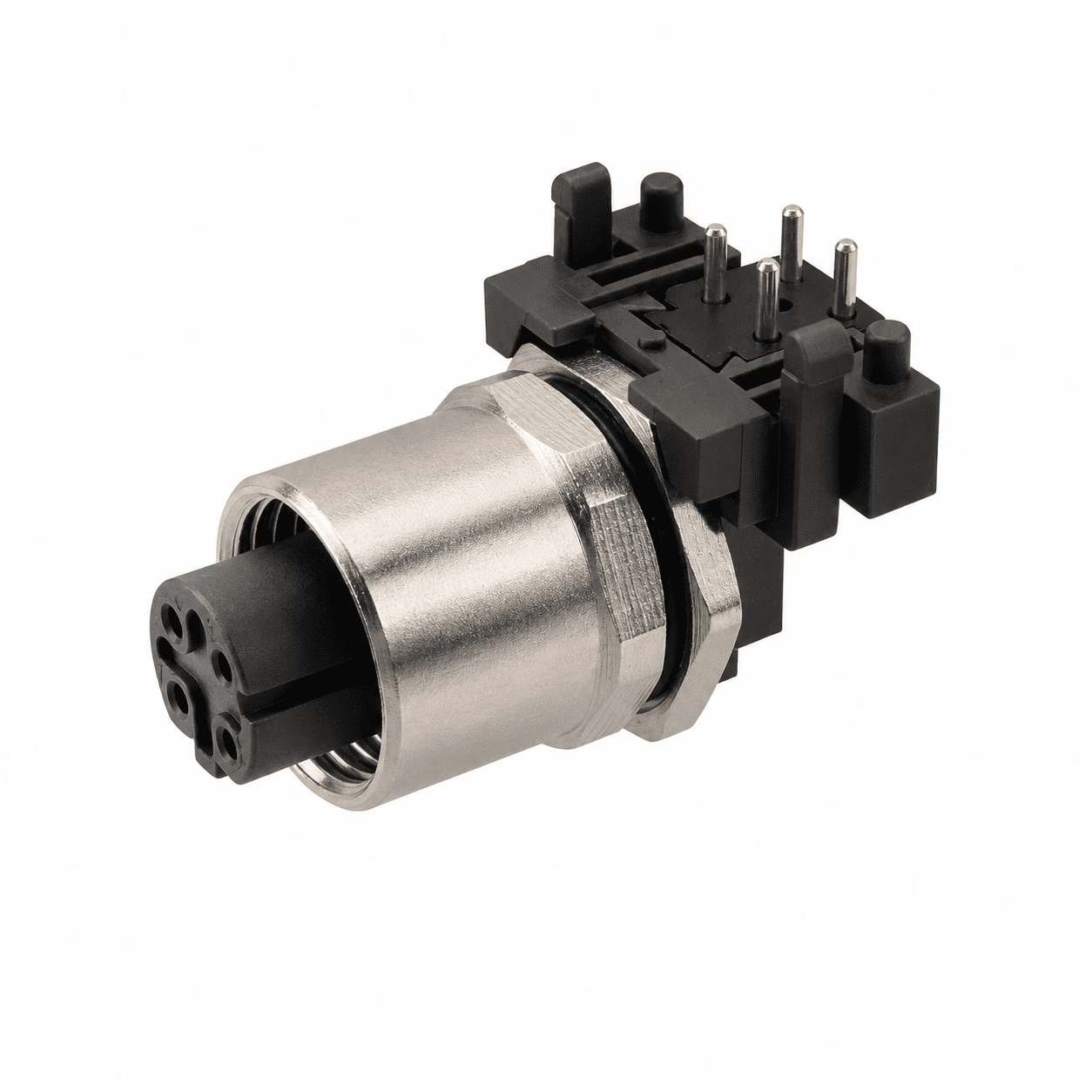 M12 Signal Type Angled Female Back Mount Socket – PCB M12×1
