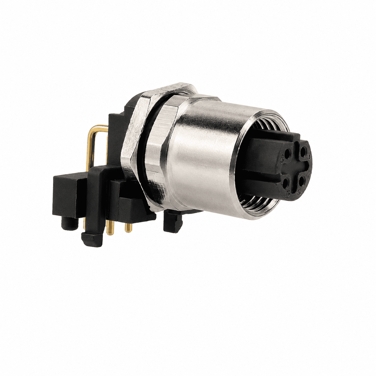 M12 Signal Type Angled Female Back Mount Socket – PCB M12×1