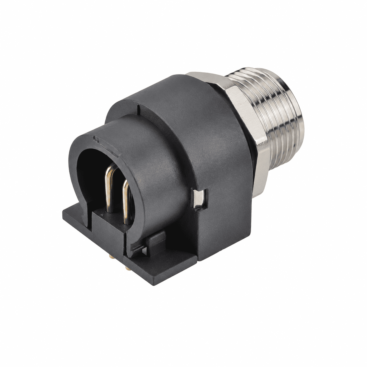 M12 Signal Type Angled Female Back Mount Socket – PCB M15×1 Large Housing