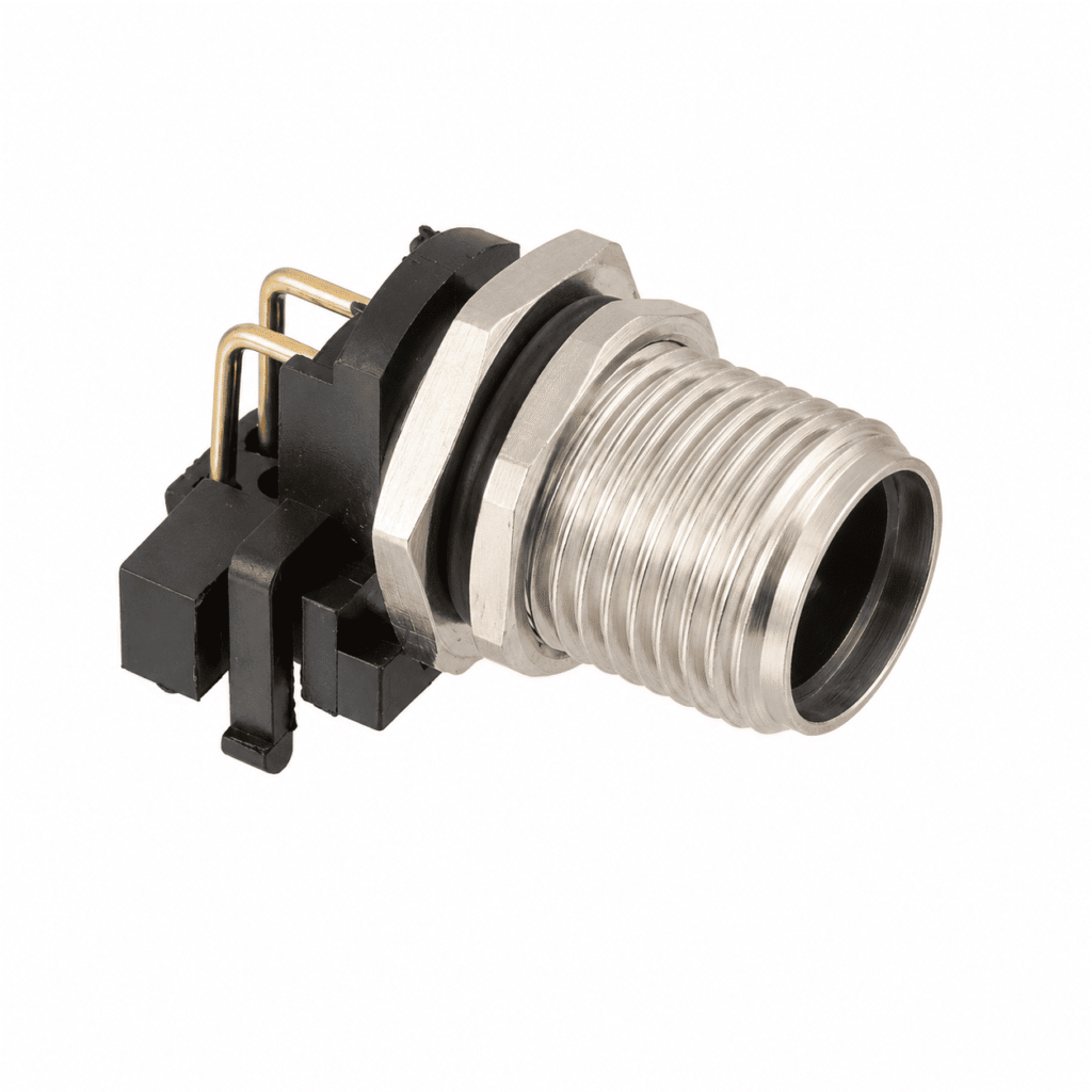 M12 Signal Type Angled Male Back Mount Socket – PCB M12×1