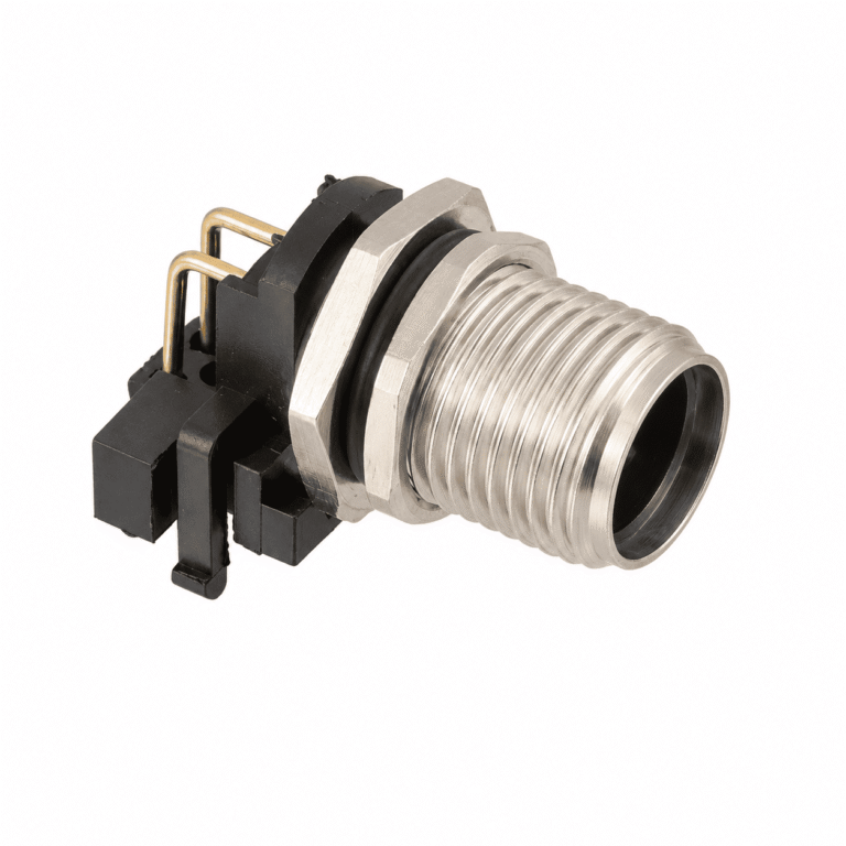 M12 Signal Type Angled Male Back Mount Socket – PCB M12×1