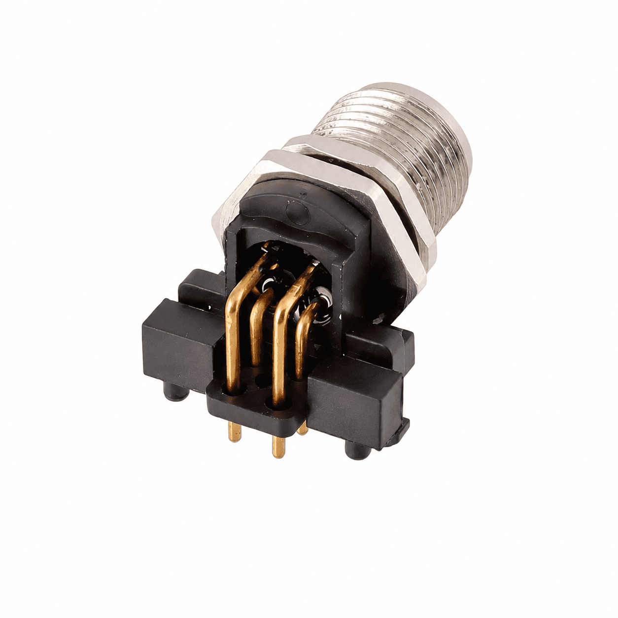 M12 Signal Type Angled Male Back Mount Socket – PCB M12×1