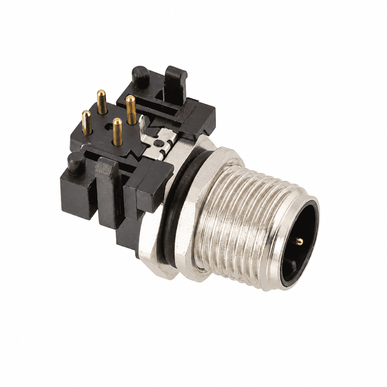 M12 Signal Type Angled Male Back Mount Socket – PCB M12×1