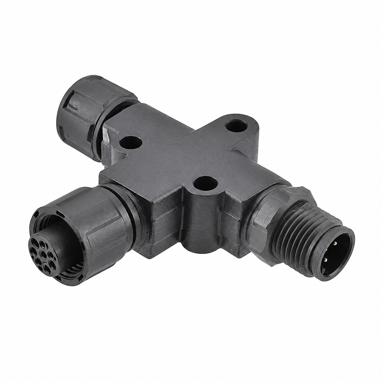M12 Signal Type T-Type 1 Male to 2 Female Plastic Adapter