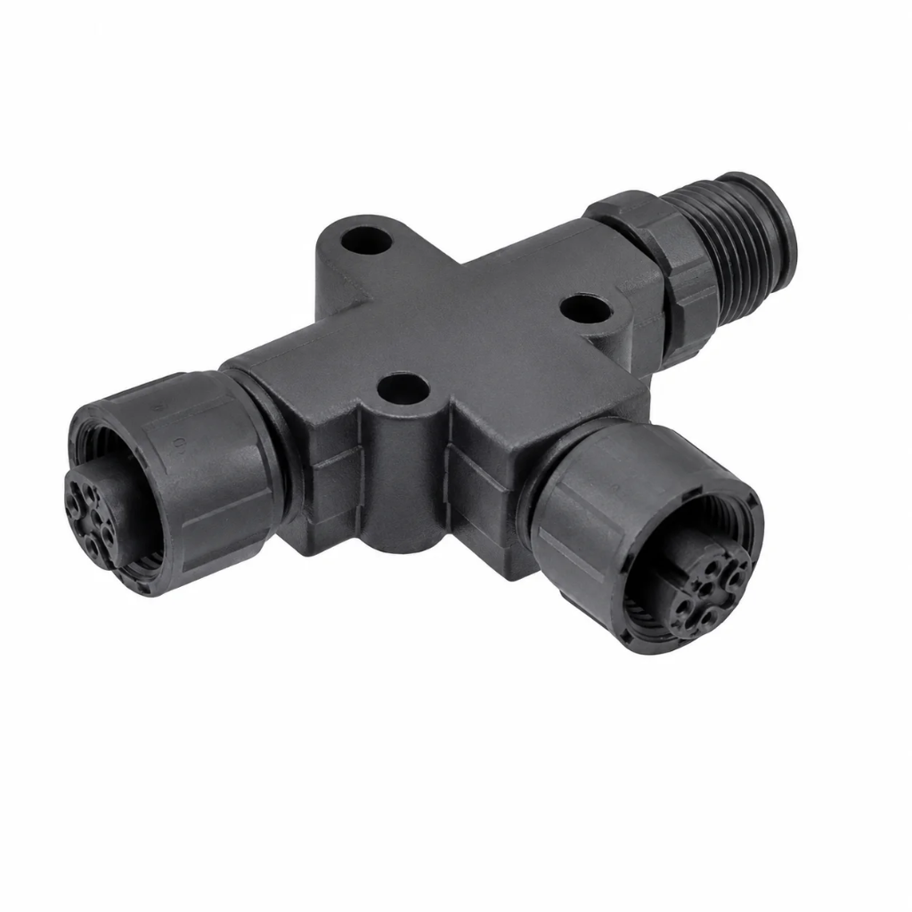 M12 Signal Type T-Type 1 Male to 2 Female Plastic Adapter