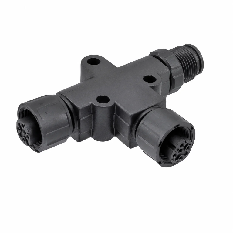 M12 Signal Type T-Type 1 Male to 2 Female Plastic Adapter