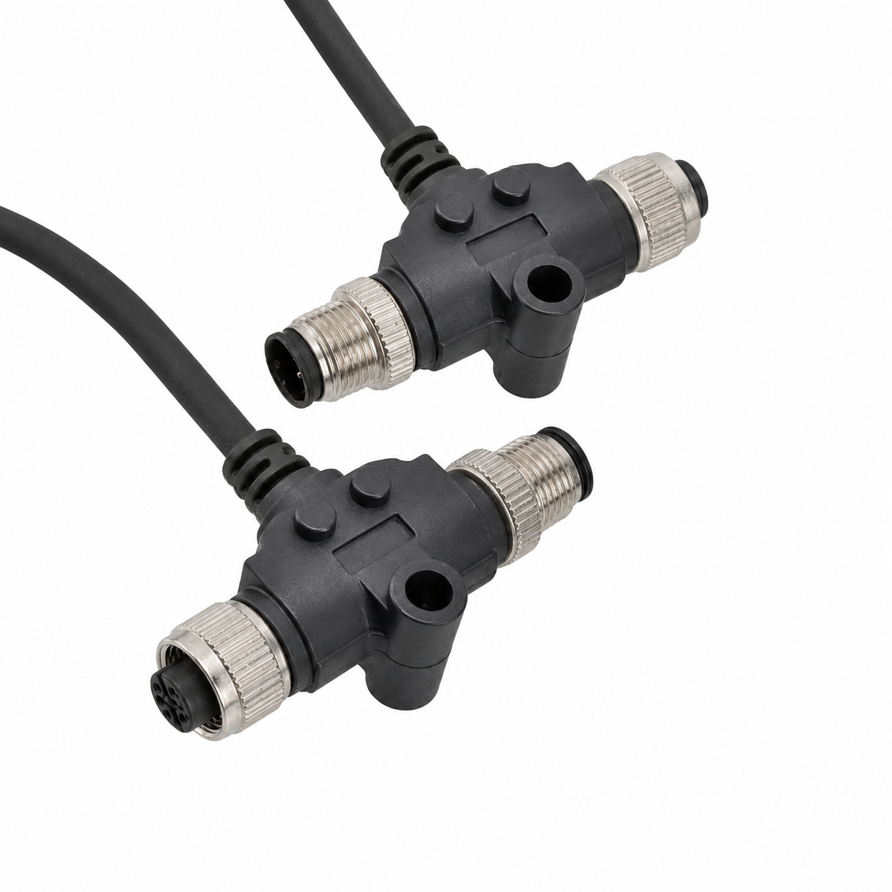 M12 Signal Type T-Type Male to Female Overmolded Cable Adapter