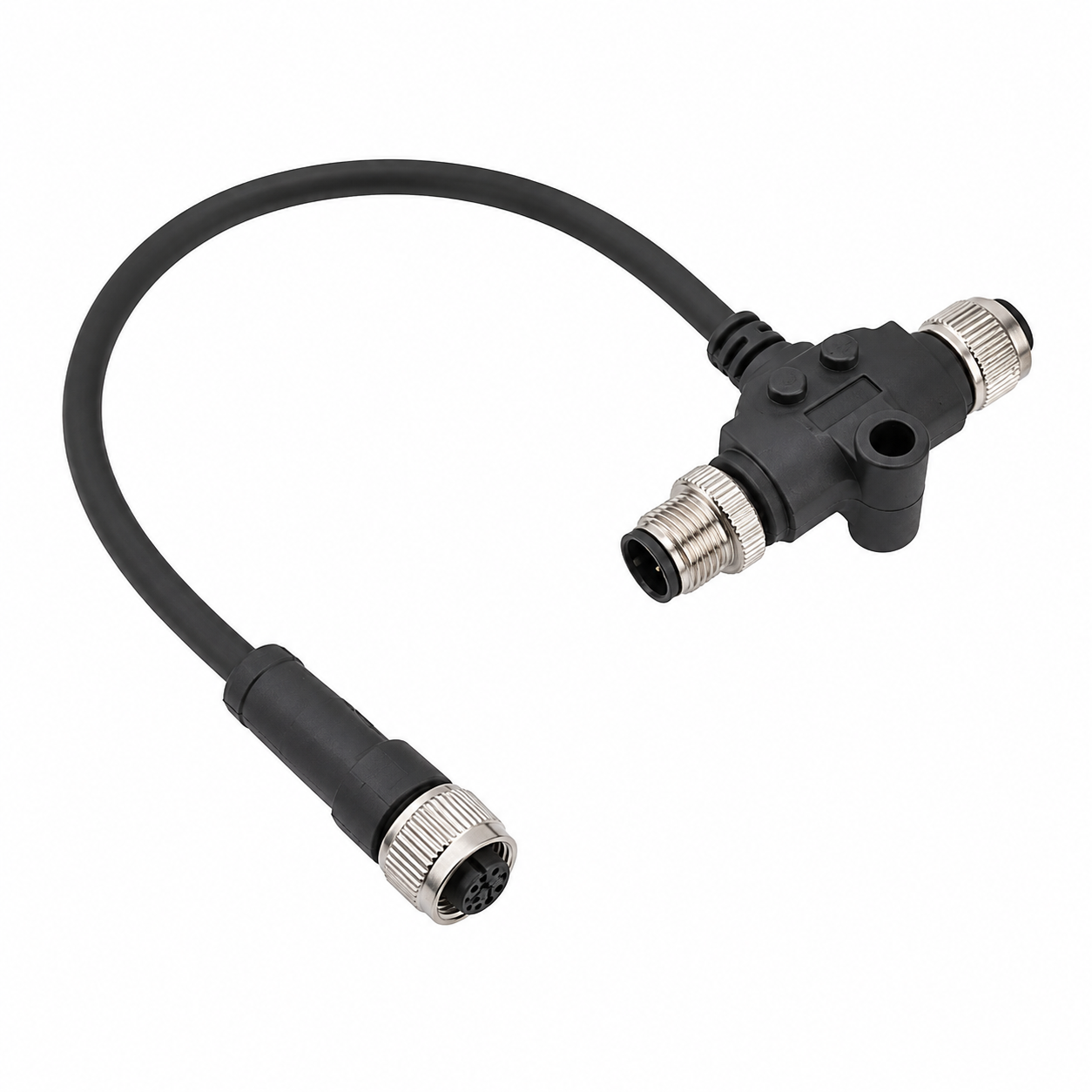 M12 Signal Type T-Type Male to Female Overmolded Cable Adapter