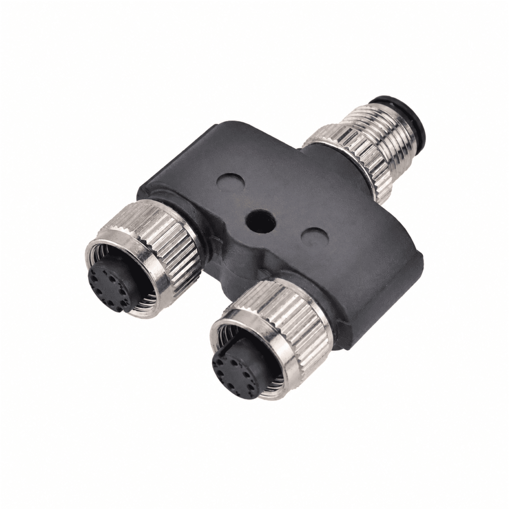 M12 Signal Type Y-Type 1 Male to 2 Female Metal Adapter