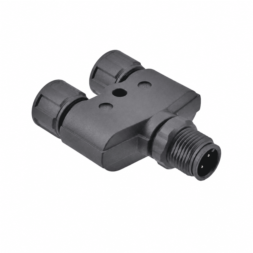 M12 Signal Type Y-Type 1 Male to 2 Female Plastic Adapter
