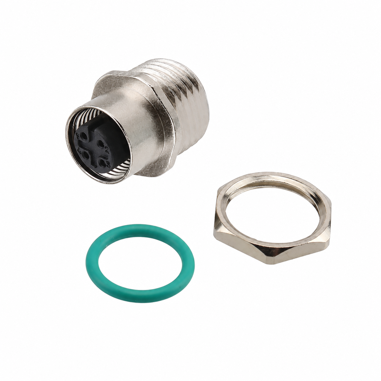 M12 Signal Type Front Mount Female Zinc Alloy Socket – Solder M16×1.5 / PG9
