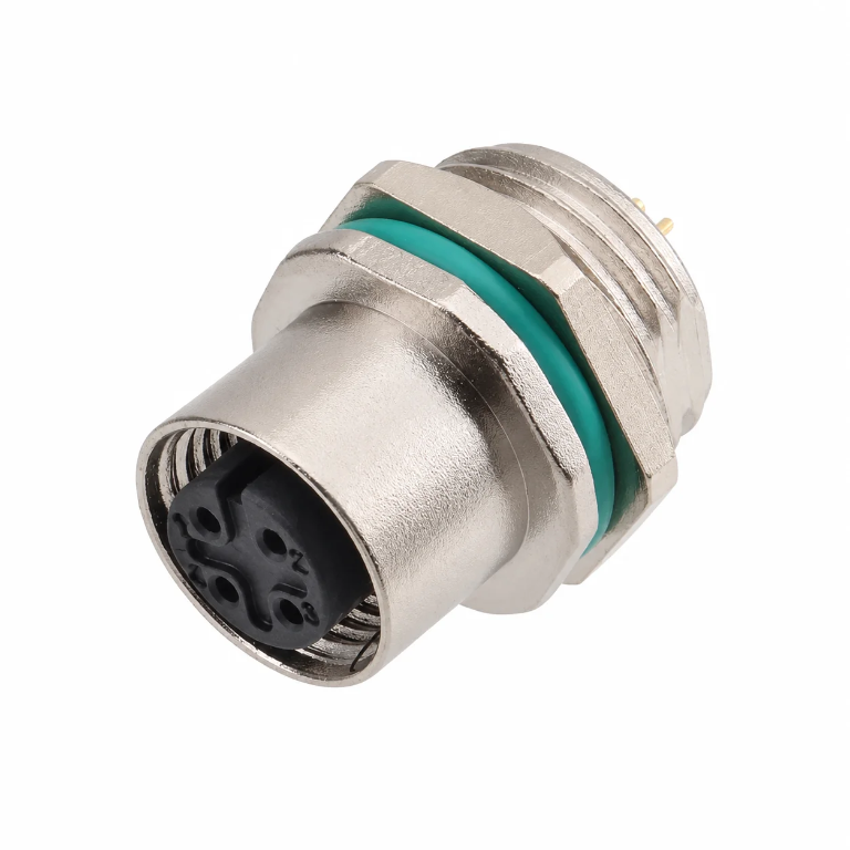 M12 Signal Type Front Mount Female Zinc Alloy Socket – Solder M16×1.5 / PG9