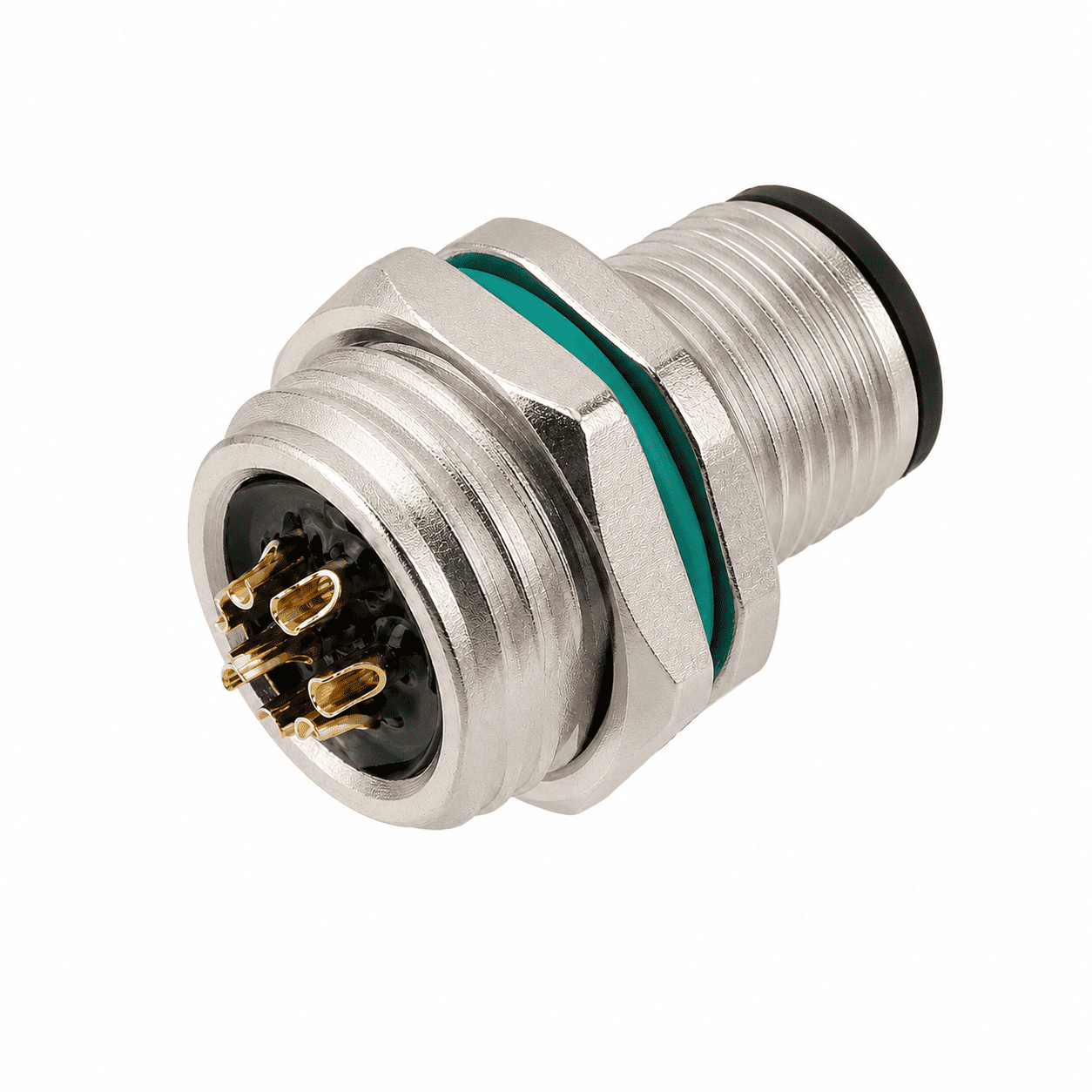 M12 Signal Type Front Mount Male Zinc Alloy Socket – Solder M16×1.5 / PG9