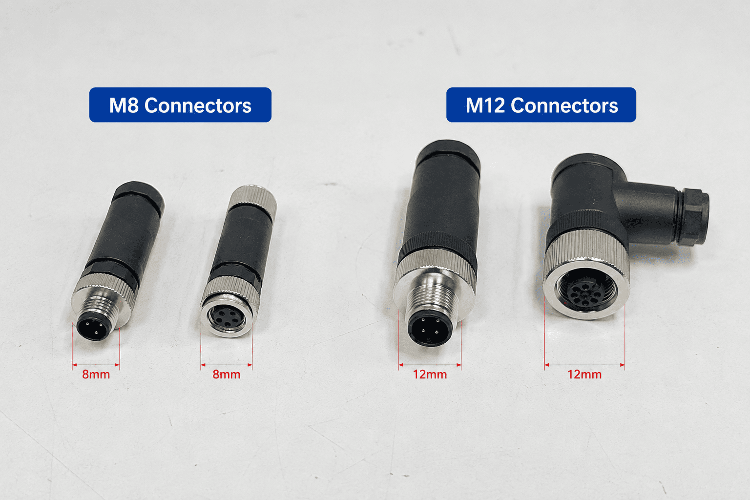 M8 connector vs M12 connector selection M8 connector compared with M12 connector for compact automation wiring