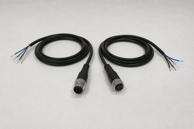 M12 4-pin open-wire cable and custom harness