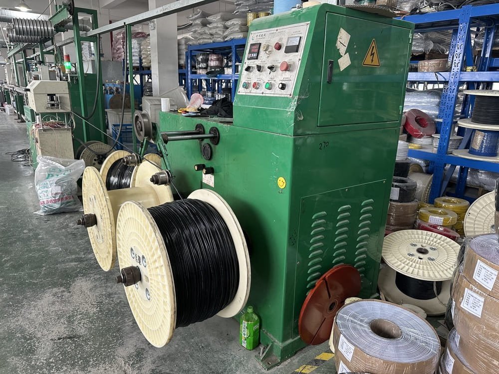 Cable extrusion and jacketing equipment at the NITAI factory