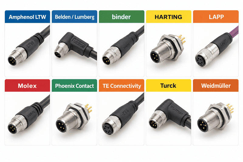 M12 signal data and power connector portfolios from global manufacturers