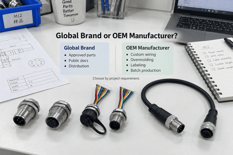Global M12 connector brand compared with OEM connector manufacturer