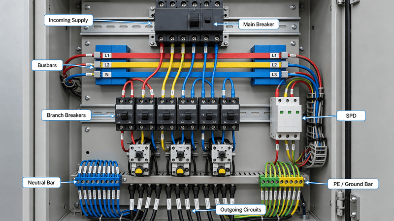 module in PLC cabinet wiring selection with terminal and relay modules