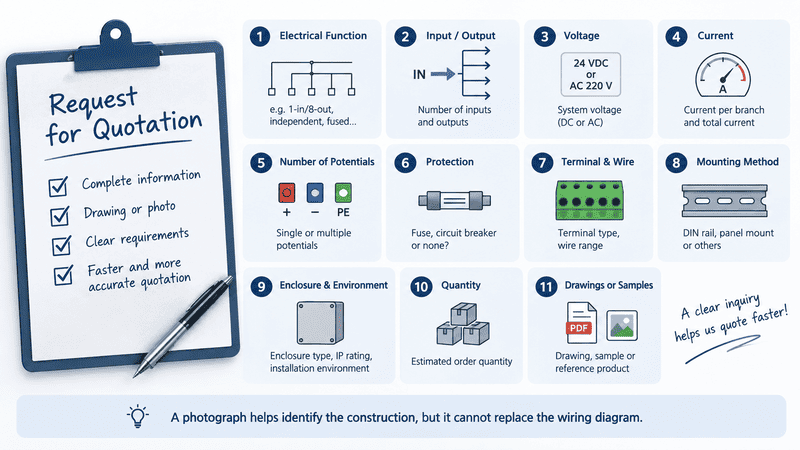 Terminal distribution module quotation information checklist