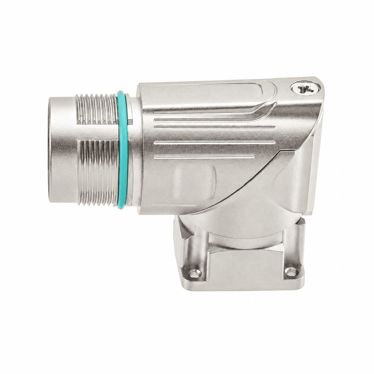 M23 Signal Type Angled Female Square Flange Socket – Crimp 19.8×19.8
