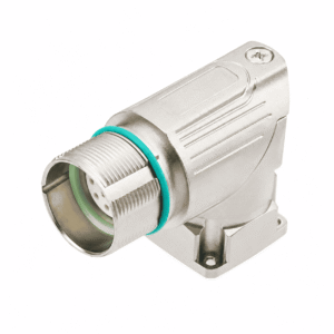 M23 Signal Type Angled Female Square Flange Socket – Crimp 19.8×19.8