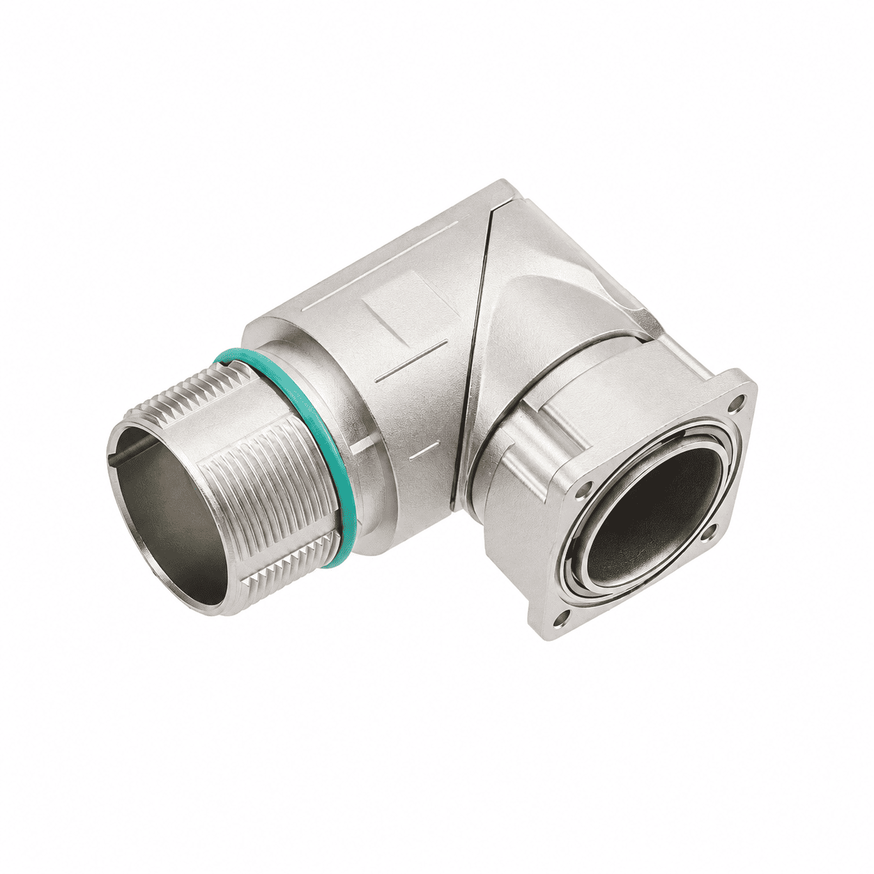 M23 Signal Type Angled Female Square Flange Socket – Crimp 19.8×19.8