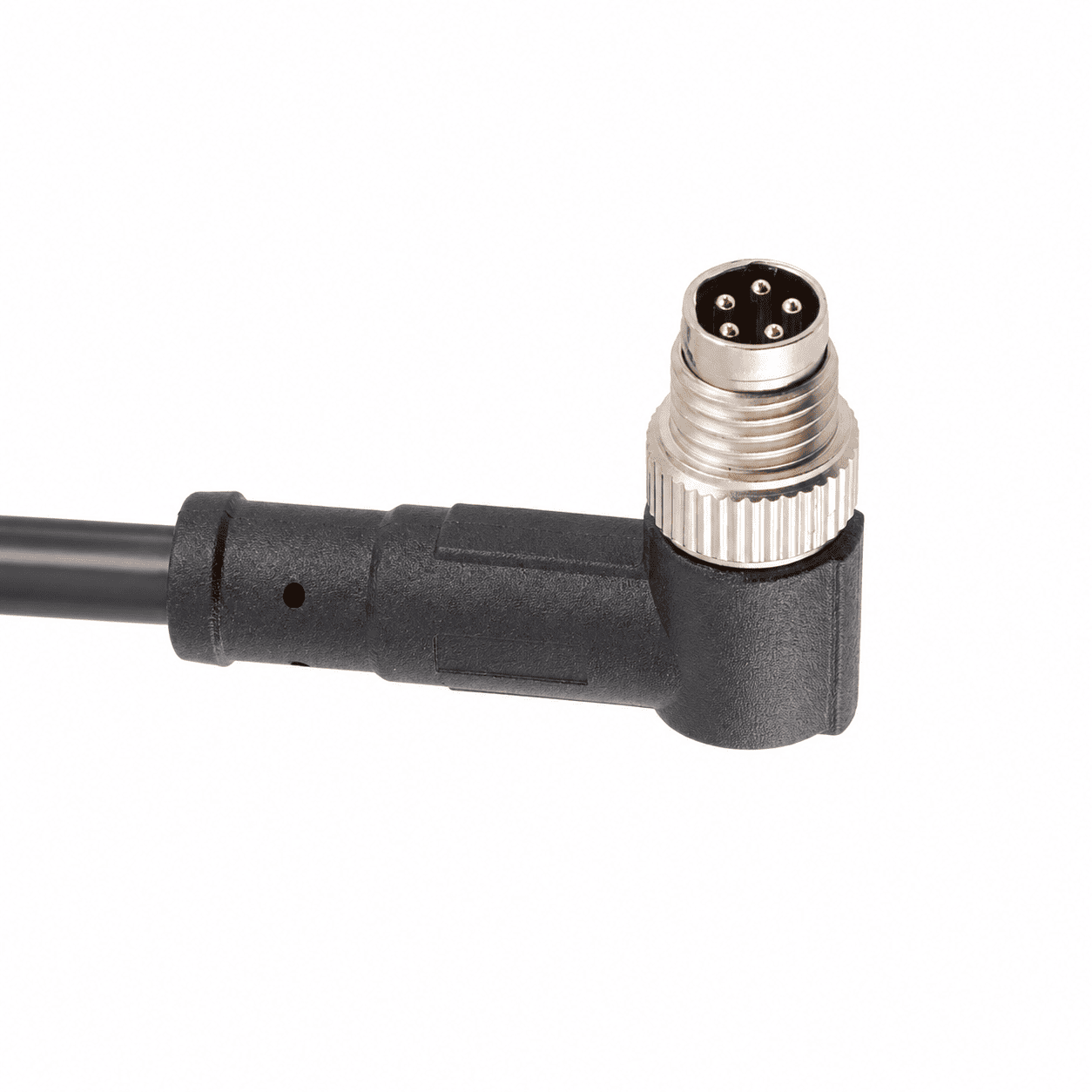 M8 Signal Type Angled Male Metal Interface Overmolded Plug