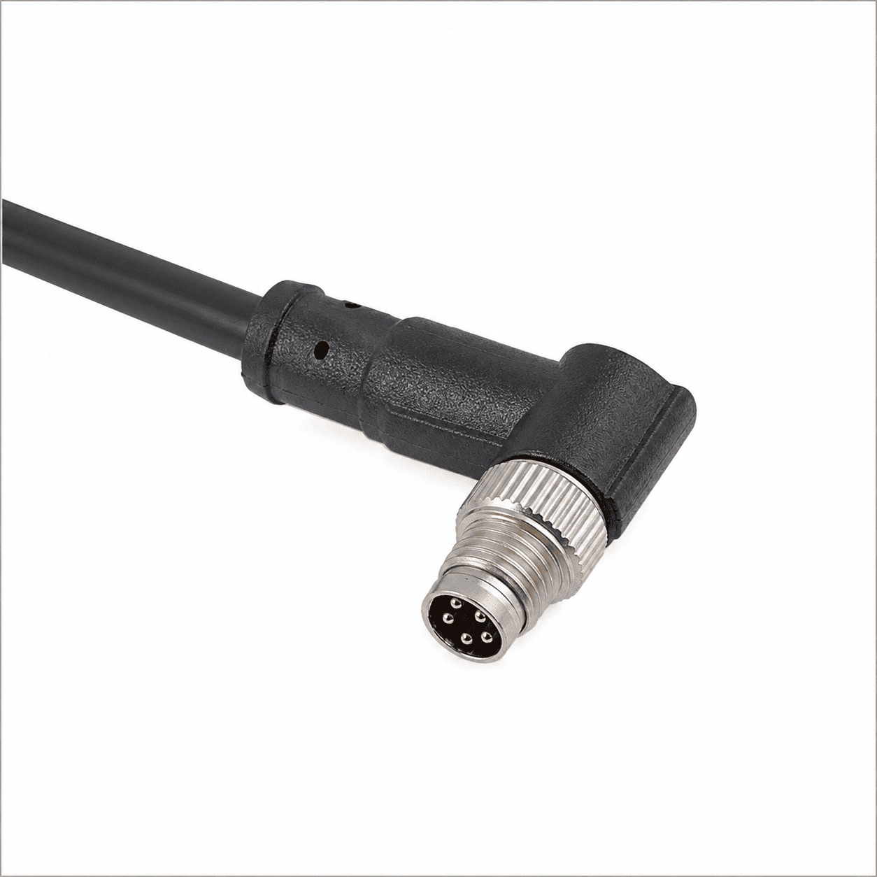 M8 Signal Type Angled Male Metal Interface Overmolded Plug