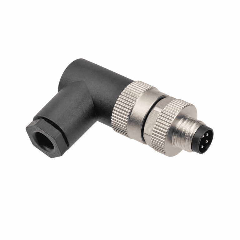 M8 Signal Type Angled Male Plastic Assembled Plug – Screw Terminal
