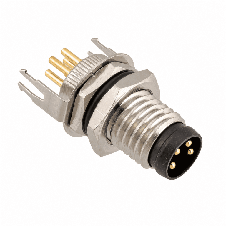 M8 Signal Type Back Mount Male Grounded Socket – PCB M8×1