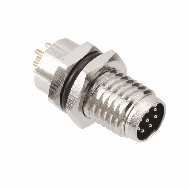 M8 Signal Type Back Mount Male Metal Interface Socket – Solder M8×1