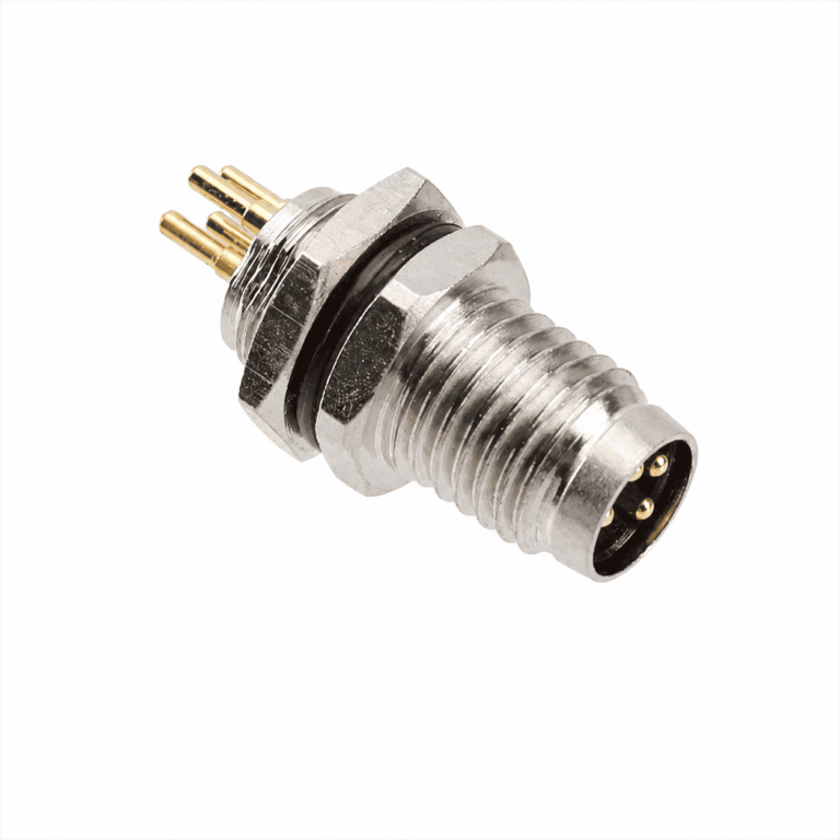 M8 Signal Type Front Mount Male Metal Interface Socket – PCB M8×0.5