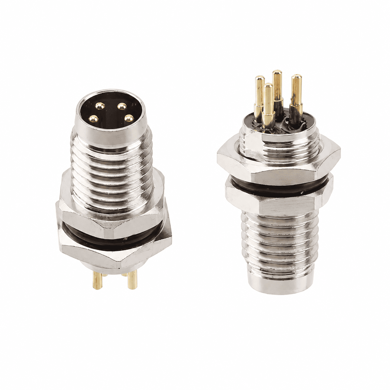 M8 Signal Type Front Mount Male Metal Interface Socket – PCB M8×0.5