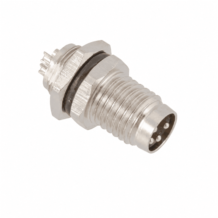 M8 Signal Type Front Mount Male Metal Interface Socket – Solder M8×0.5
