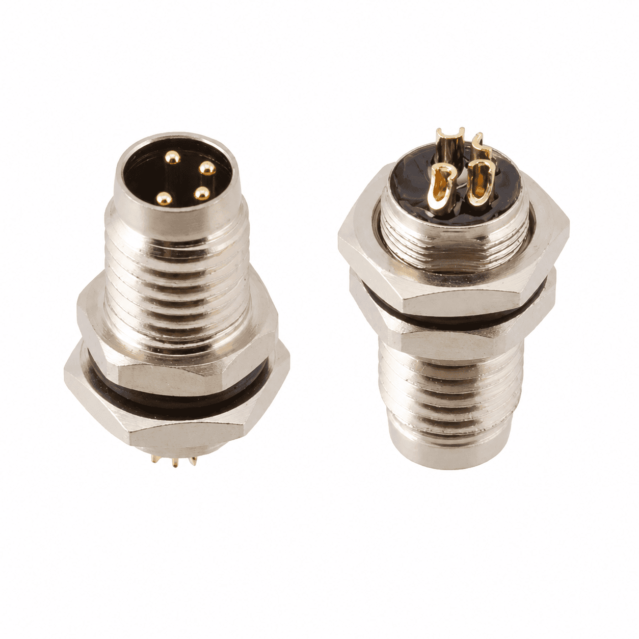 M8 Signal Type Front Mount Male Metal Interface Socket – Solder M8×0.5
