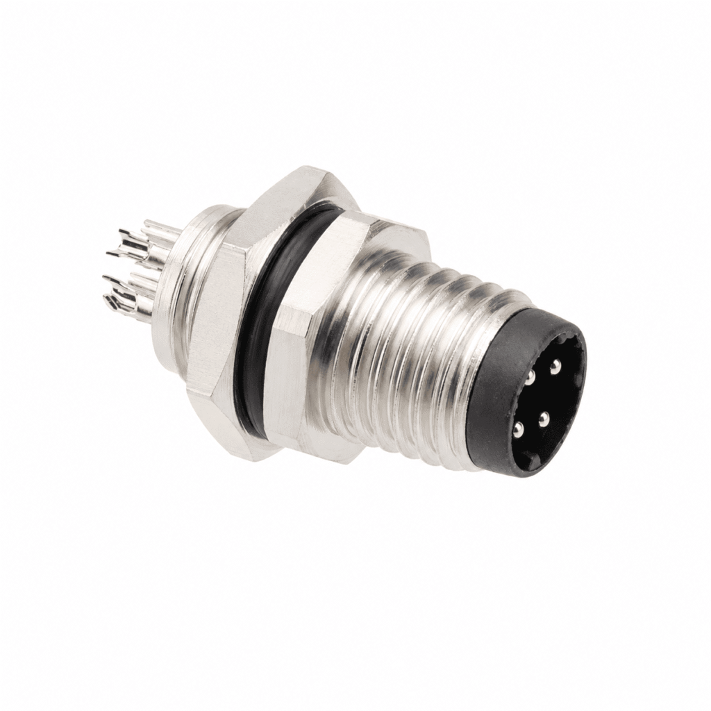 M8 Signal Type Front Mount Male Socket – Solder M8×0.5