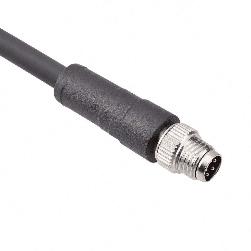 M8 Signal Type Straight Male Metal Interface Overmolded Plug