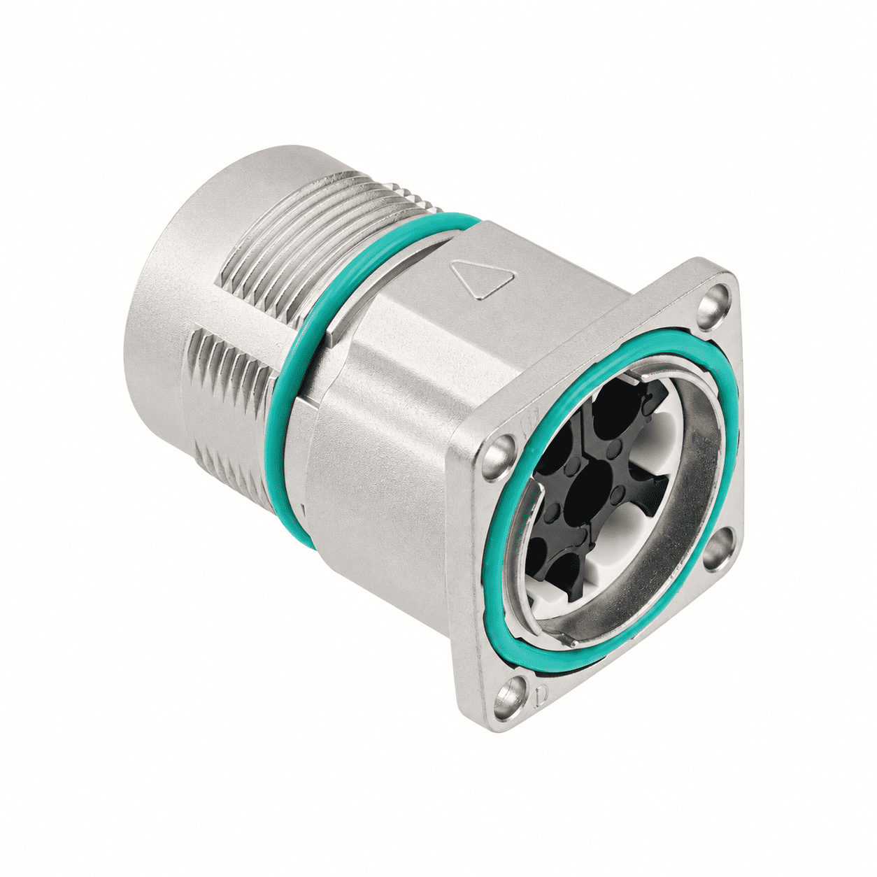 M23 Power Type Straight Male Square Flange Socket – Crimp 19.8×19.8