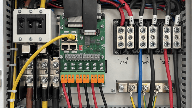Six voltage layers in a PLC control cabinet