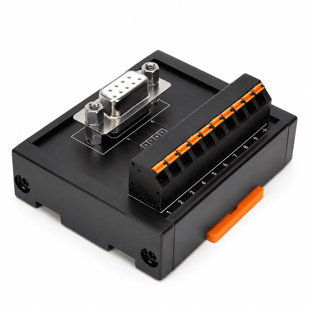 DIN Rail DB9 Female D-SUB to Spring Terminal Block Interface Module