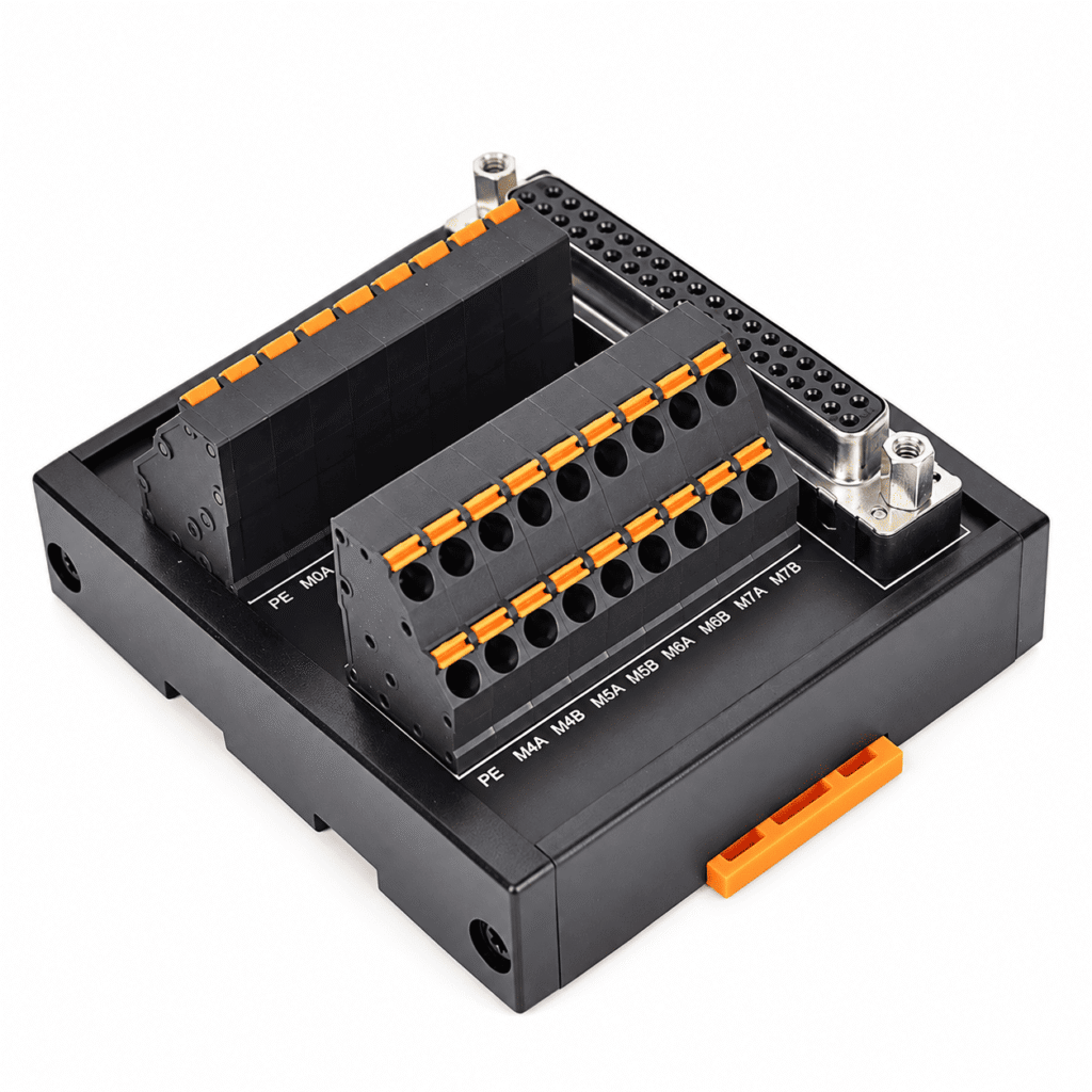 DIN Rail DB37 Female D-SUB to Spring Terminal Block Interface Module