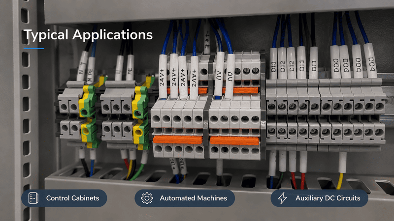 Terminal distribution module installed in an industrial control cabinet