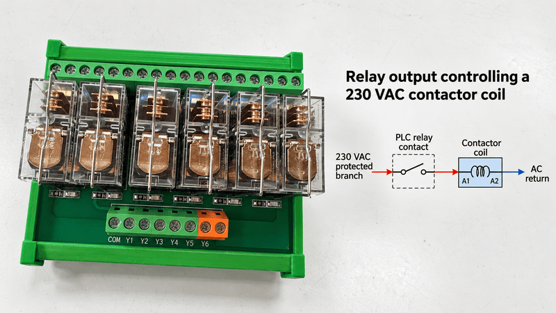Transistor, relay, triac, and analog PLC outputs