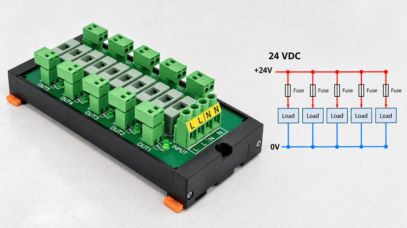 Typical 24 VDC fused terminal distribution module wiring