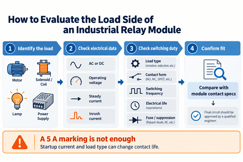 Relay module feature verification Industrial relay module datasheet and circuit diagram used to verify model-specific features